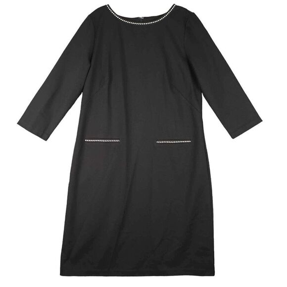 Talbots Dress Sheath Womens Size 12 Black Long Sleeve Bow Midi New - Picture 3 of 9